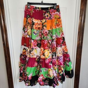Olive & Grace flowy floral boho gypsy style maxi skirt women's size small